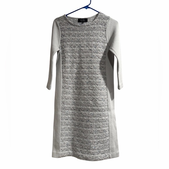 C de C Dresses & Skirts - C de C Gray Tweed Panel Long Sleeve Sheath Dress. Gently preloved.